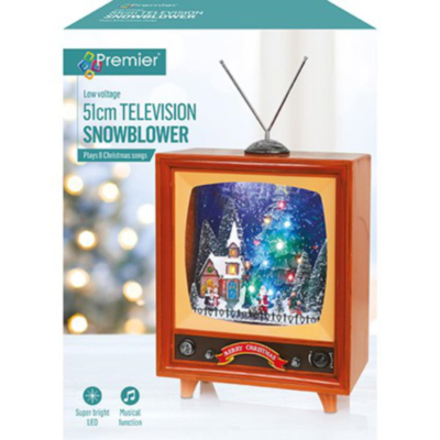 Television Christmas Scene Snowblower