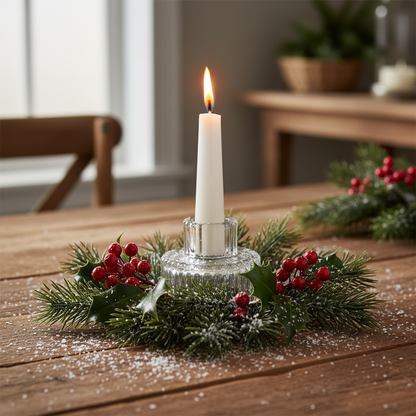 Clear Glass Christmas Candle Holder