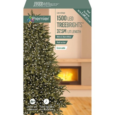 Premier TreeBrights 1500 White & Warm White LED Christmas String Lights