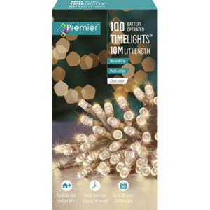 Premier TimeLights 100 Warm White LED Clear Cable String Lights