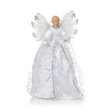 Silver and White Angel Christmas Tree Topper