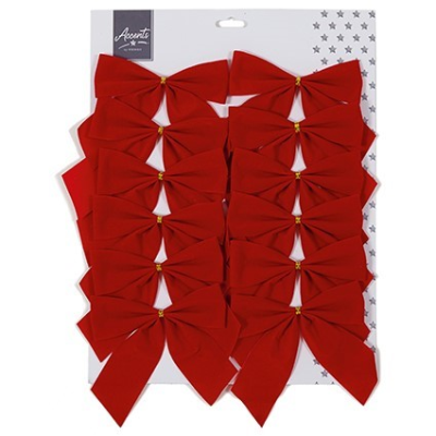 Pack of 12 Red Velvet Christmas Bows
