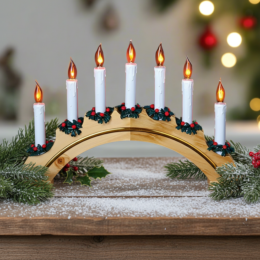 Flame Effect 7 Candles Christmas Candle Bridge Decoration