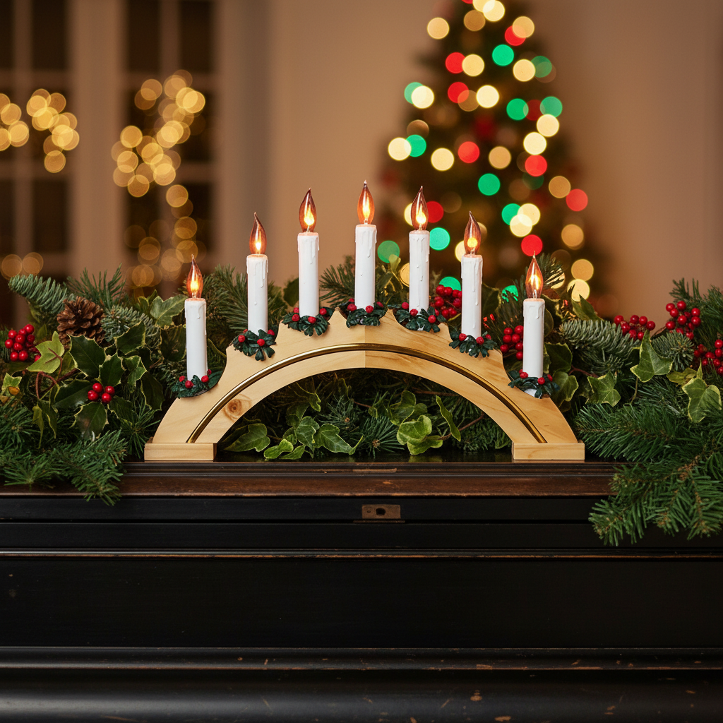 Flame Effect 7 Candles Christmas Candle Bridge Decoration