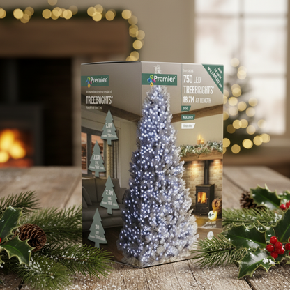 Christmas tree packaging with a tree inside on a white background