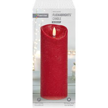 Load image into Gallery viewer, Red 23 x 9cm FlickaBright Textured Candle with Timer
