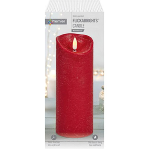 Red 23 x 9cm FlickaBright Textured Candle with Timer