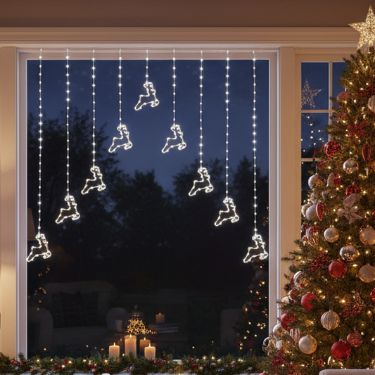 1.2 x 1.2m White LED Flexibright Reindeer V Curtain Lights