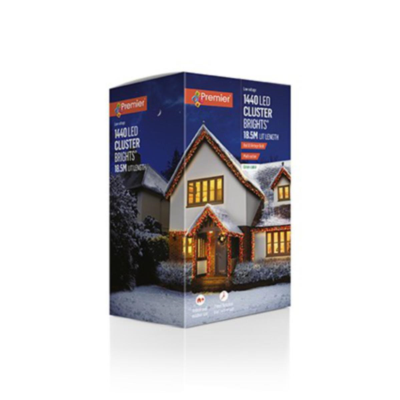 Premier 1440 LED Cluster Brights Christmas Lights Red and Vintage Gold