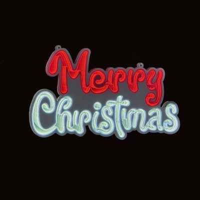 Neon sign with 'Merry Christmas' text on a black background