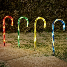 Load image into Gallery viewer, Set of 4 Multi Colour Candy Cane Path Lights 47cm
