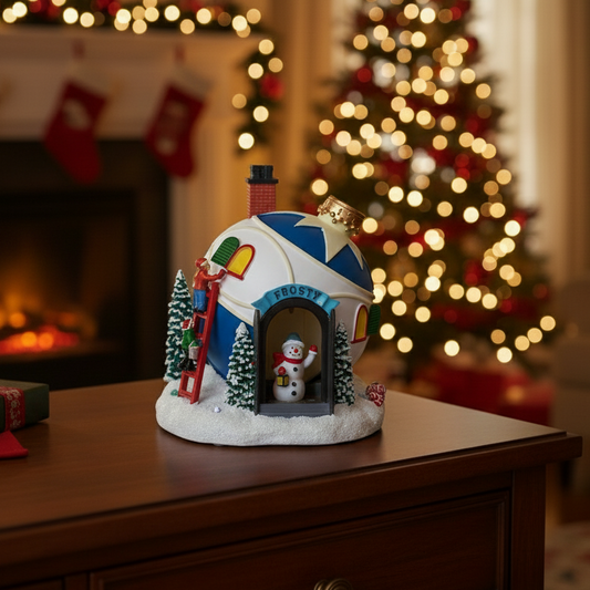 Snowman Bauble House Lit Animated Christmas Decoration