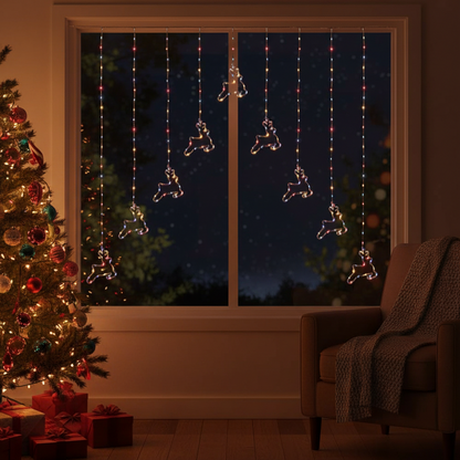 1.2 x 1.2m Rainbow LED Flexibright Reindeer V Curtain Lights