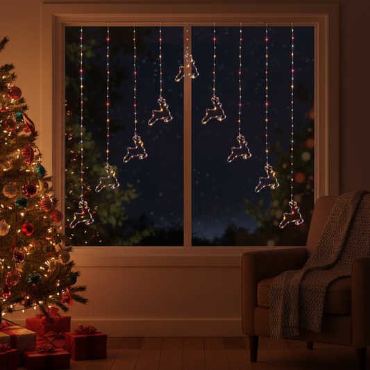 1.2 x 1.2m Rainbow LED Flexibright Reindeer V Curtain Lights