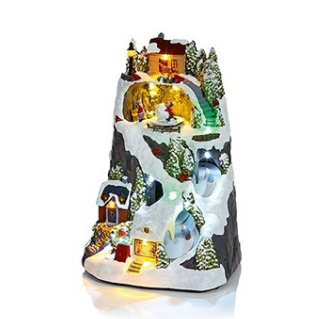 Snowy Mountain Lit Christmas Scene Decoration