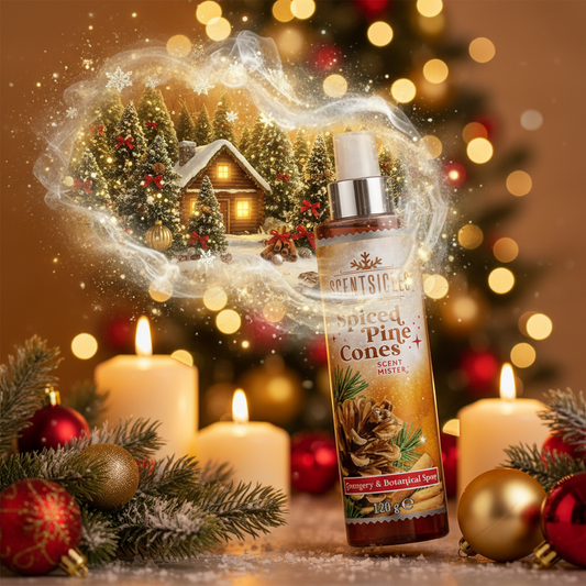 Scentsicles Spiced Pine Cones scented mister bottle on a white background