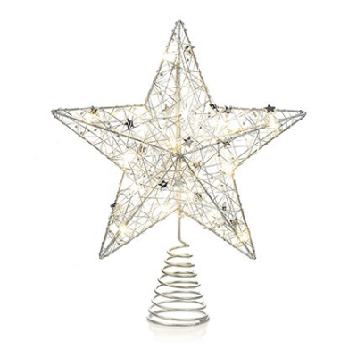 Silver Star LED Christmas Tree Topper