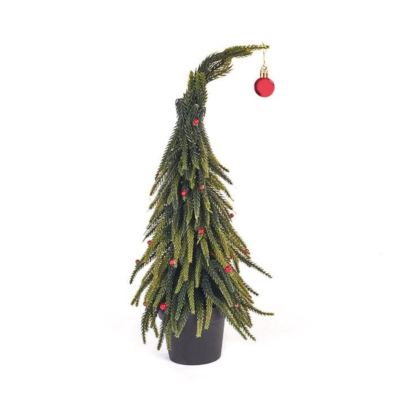 Leaning Christmas Tree with Red Baubles 35cm