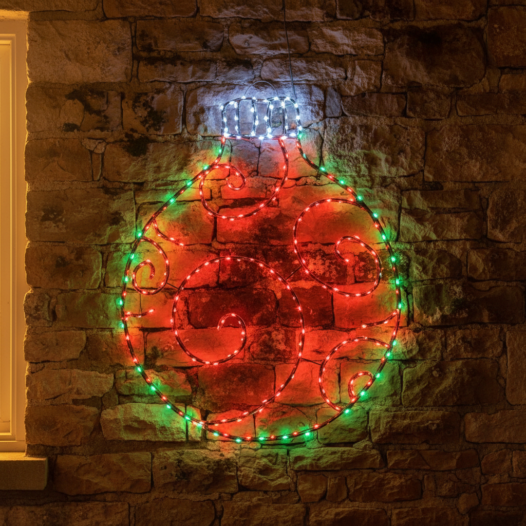 Twinkling Flexibright Red & Green LED Christmas Bauble Display Decoration