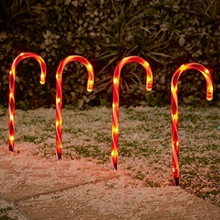 Load image into Gallery viewer, Set of 4 Red Candy Cane Path Lights 47cm
