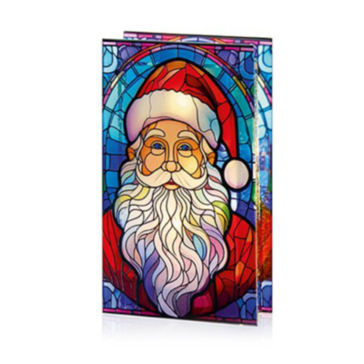 Santa Stained Glass Lit Ornament