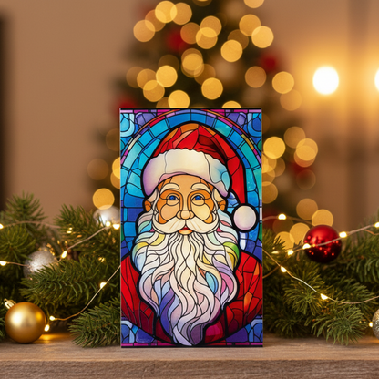 Santa Stained Glass Lit Ornament