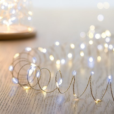 200 White & Warm White Microbright LED Pin Wire Christmas Lights