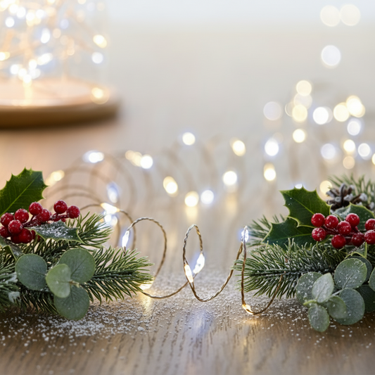 200 White & Warm White Microbright LED Pin Wire Christmas Lights