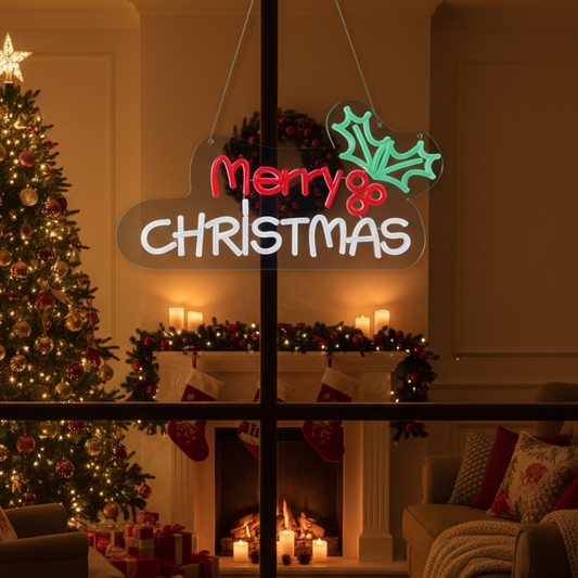 Merry Christmas Lit Neon Christmas Sign