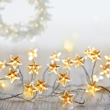 Load image into Gallery viewer, Premier 160 Microbrights Vintage Gold Star Christmas Cluster Lights
