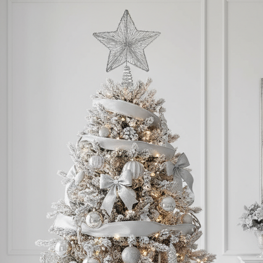 Silver Glitter Star Tree Topper