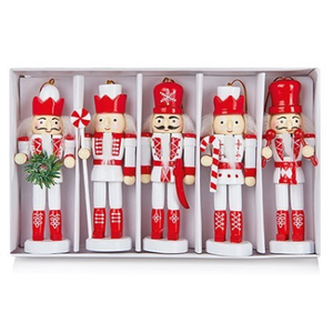 Set of 5 Red and White Nutcracker Decoration