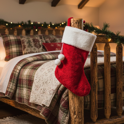 60cm Red Stocking with White Faux Fir Trim Christmas Decoration