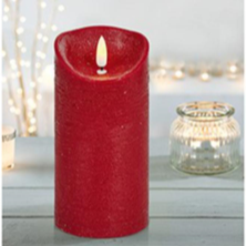 Red 18 x 9cm FlickaBright Textured Candle with Timer