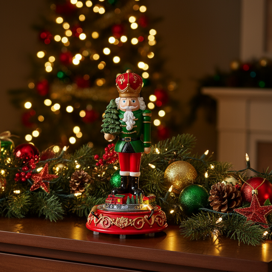 Nutcracker with Moving Train Ornament