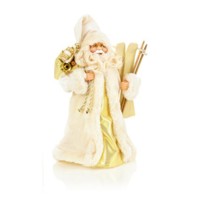 Cream Santa with Skis and Sack Tree Topper
