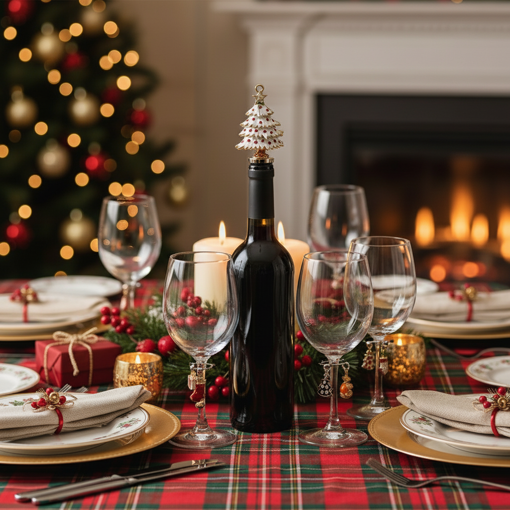 Decorative pins of a Christmas tree and reindeer in a display box with 'Accents' branding.