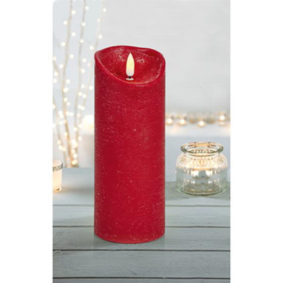 Red 23 x 9cm FlickaBright Textured Candle with Timer