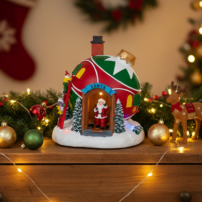 Santa Bauble House Lit Animated Christmas Decoration