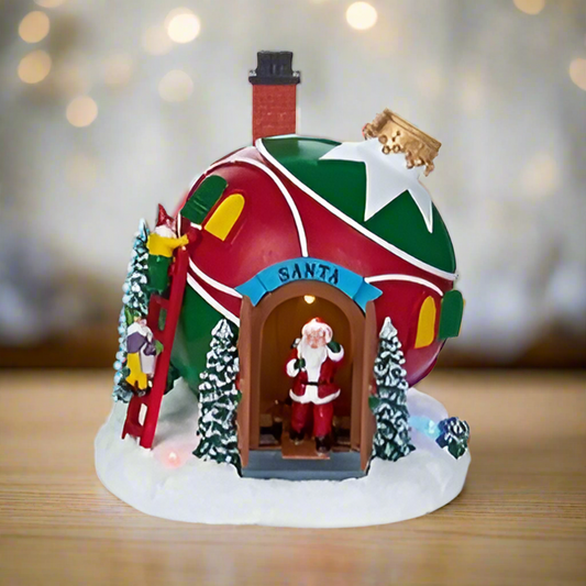 Santa Bauble House Lit Animated Decoration