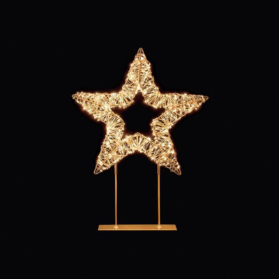 Rose Gold Lit Star Table Top Twinkling LED Christmas Decoration