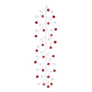 Red and White Frosted Pom Pom Garland
