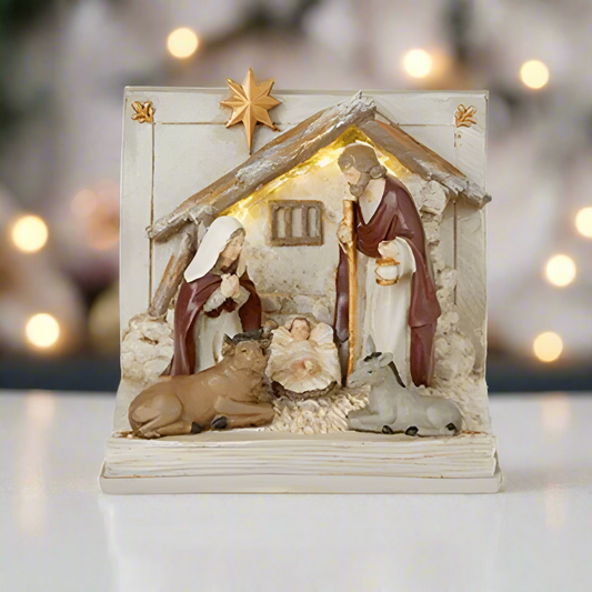 Nativity Scene in Open Book Christmas Ornament