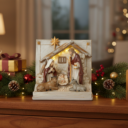 Nativity Scene in Open Book Christmas Ornament