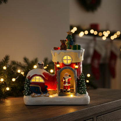 Animated Santa Boot House Lit Decoration