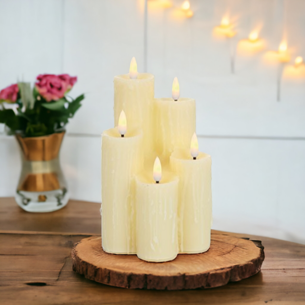 5 Piece FlickaBrights Melted Edge Wax Candles