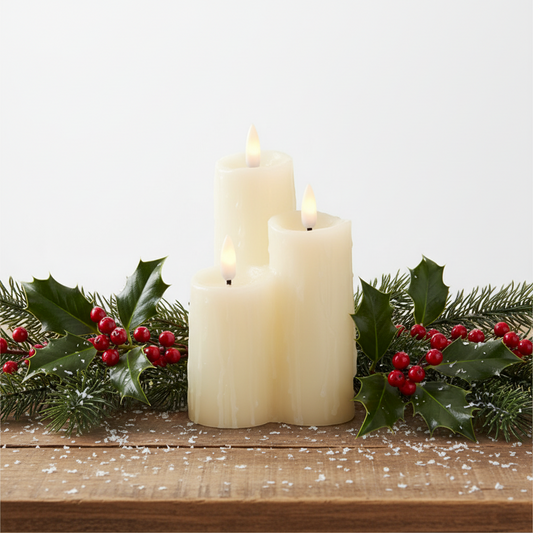 Vintage Style LED Melted Edge Wax Christmas Candles