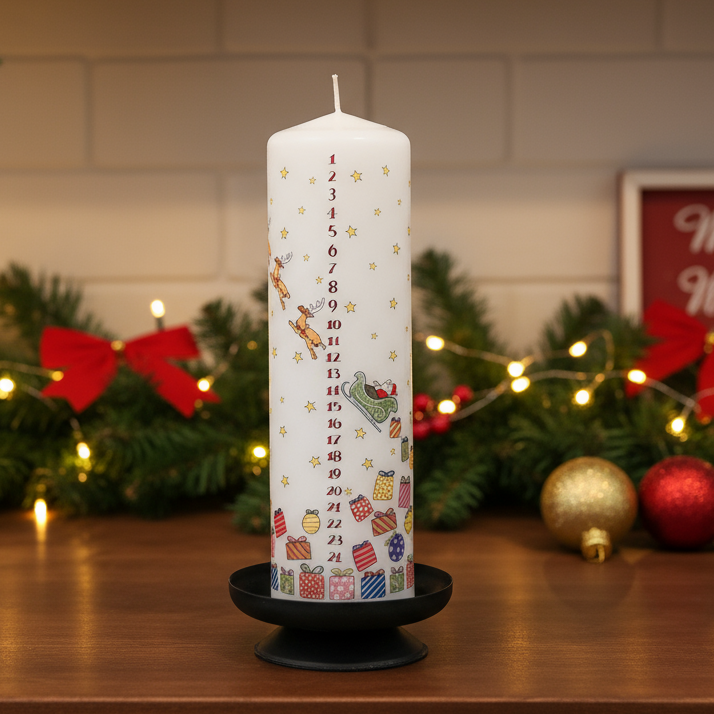 Coppenrath Santa's Sleigh Advent Pillar Candle