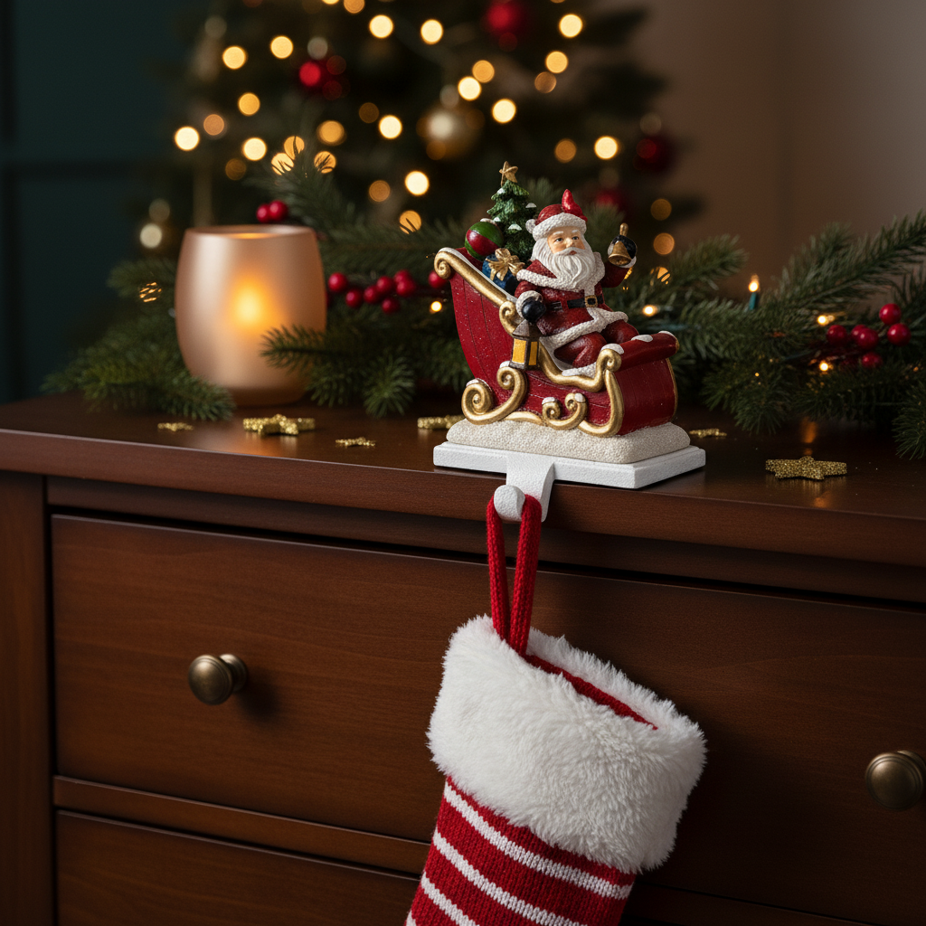 Santa in Sleigh Christmas Stocking Holder