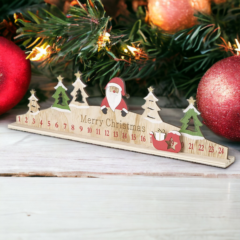 Santa with Trees Wooden Advent Rule